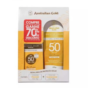 Kit Protetor Solar Australian Gold - Protetor Facial FPS 50 + Protetor Corporal Gel Creme FPS 50